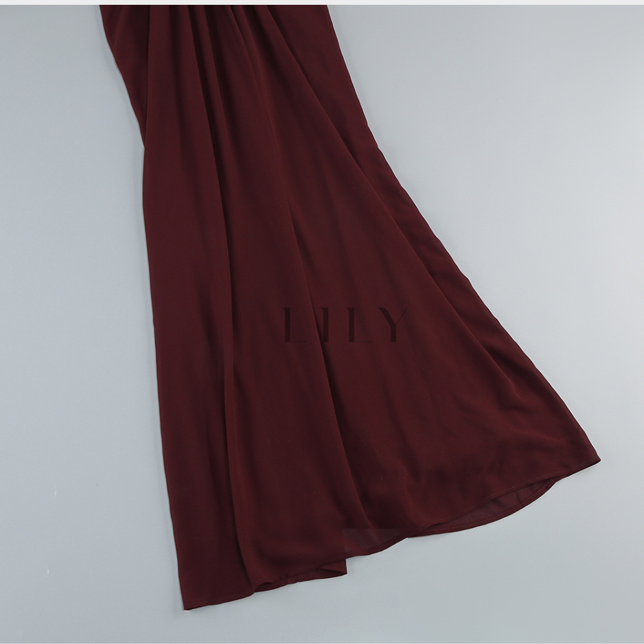 Mariana Backless Draped Elegance Maxi Dress