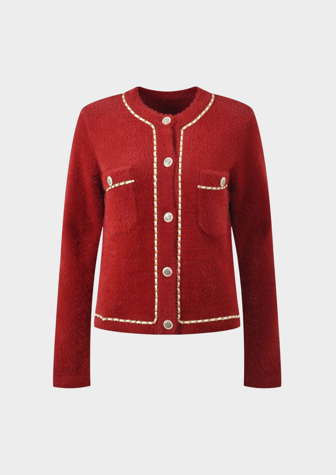 Chain Trim Soft Knit Cardigan Top