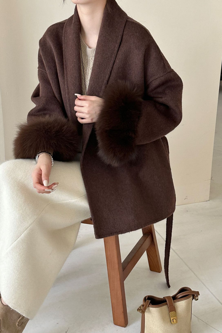 Siena Soft Wool  Cuff Shawl Wrap Coat