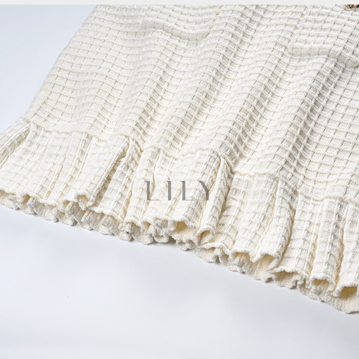 Ruffle Bow Wool Knit Sequin Mini Dress