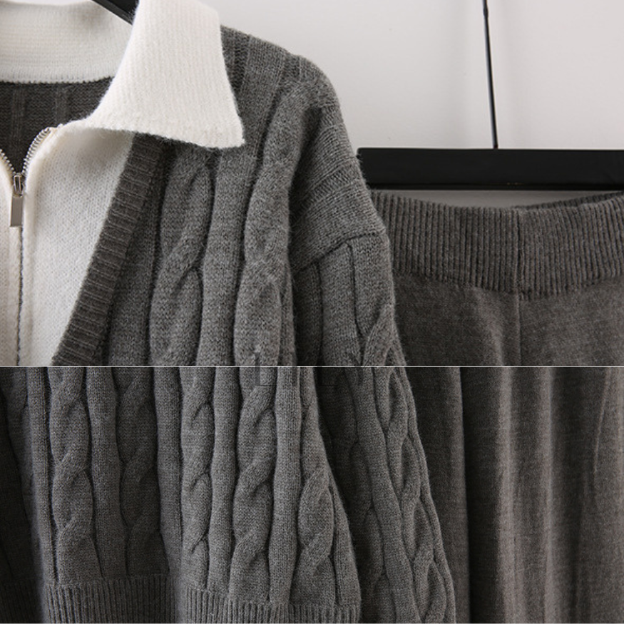 Sofia Knit Zipper Collar Cozy Set