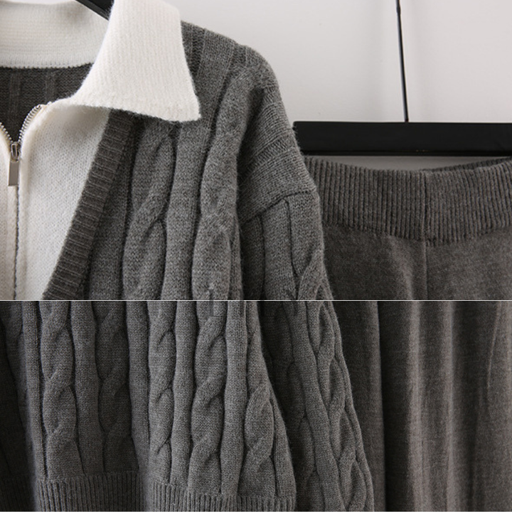 Sofia Knit Zipper Collar Cozy Set