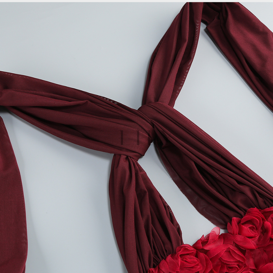 Velvet Rose Corset Tail FLoral Mini Dress