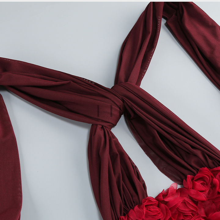 Velvet Rose Corset Tail FLoral Mini Dress