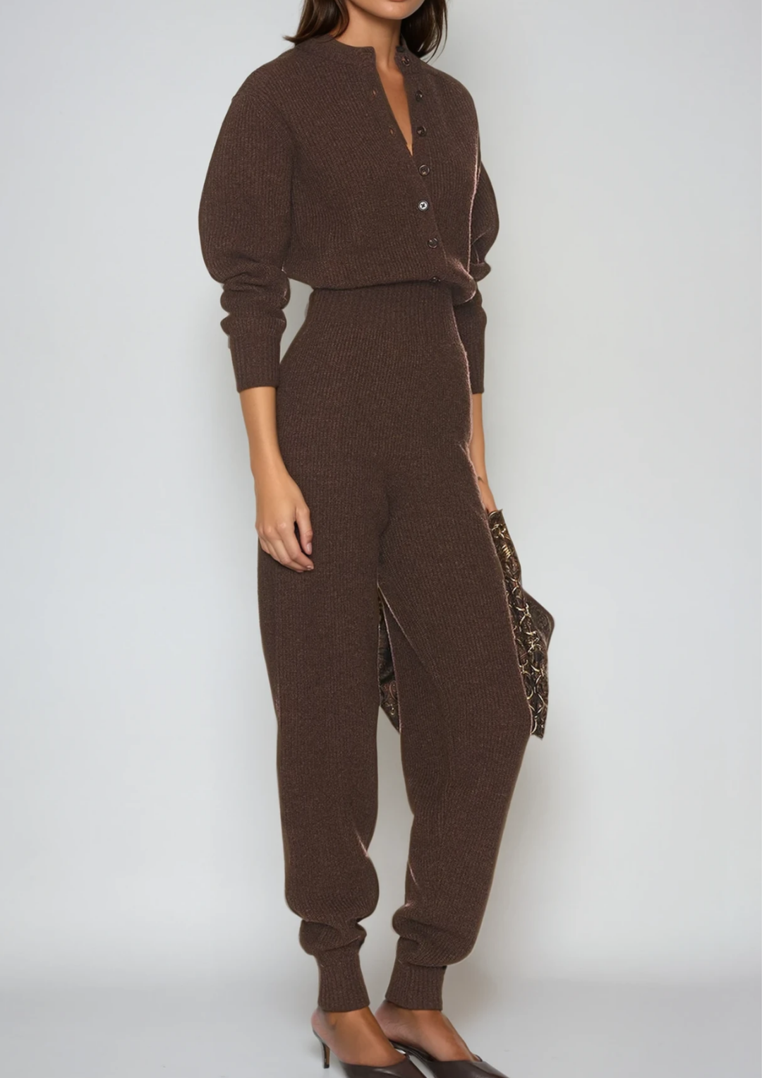Natasha Pure Wool Ribbed Knit Jumpsuit