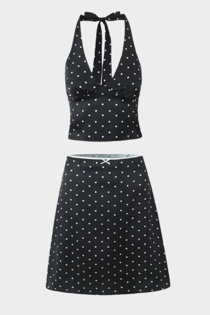 Diana Polka Dot Slim Fit HalterLow Waist Set