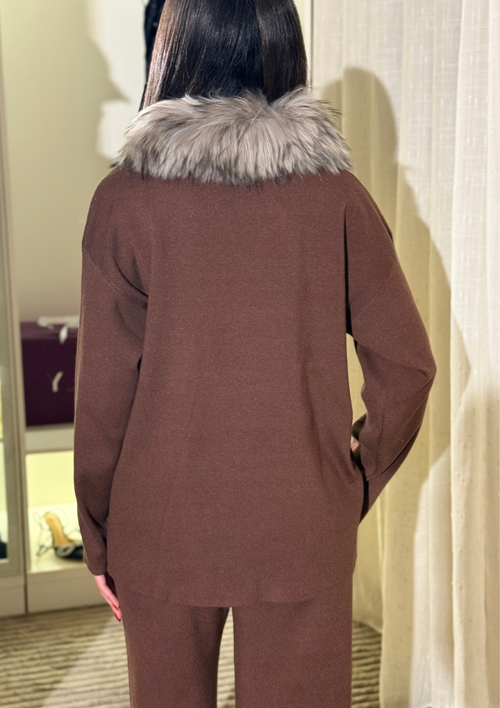Velora Real Fox Fur Knit Lounge Set - Fur Contrast Edition