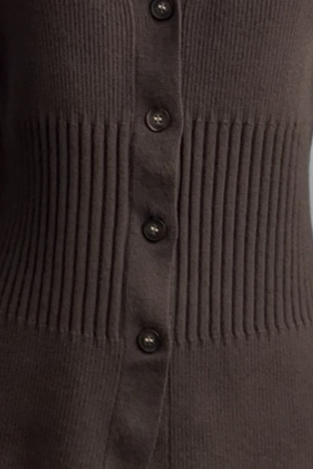 Espresso Cinch Rib V Neck Cardigan Top