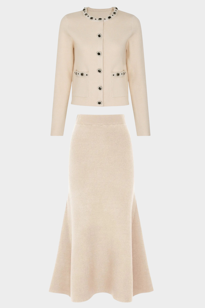 Jewel Elegance Soft Wool Knit Midaxi Set