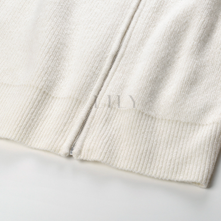 Crystal Bloom Collar Wool Cardigan Jacket Top