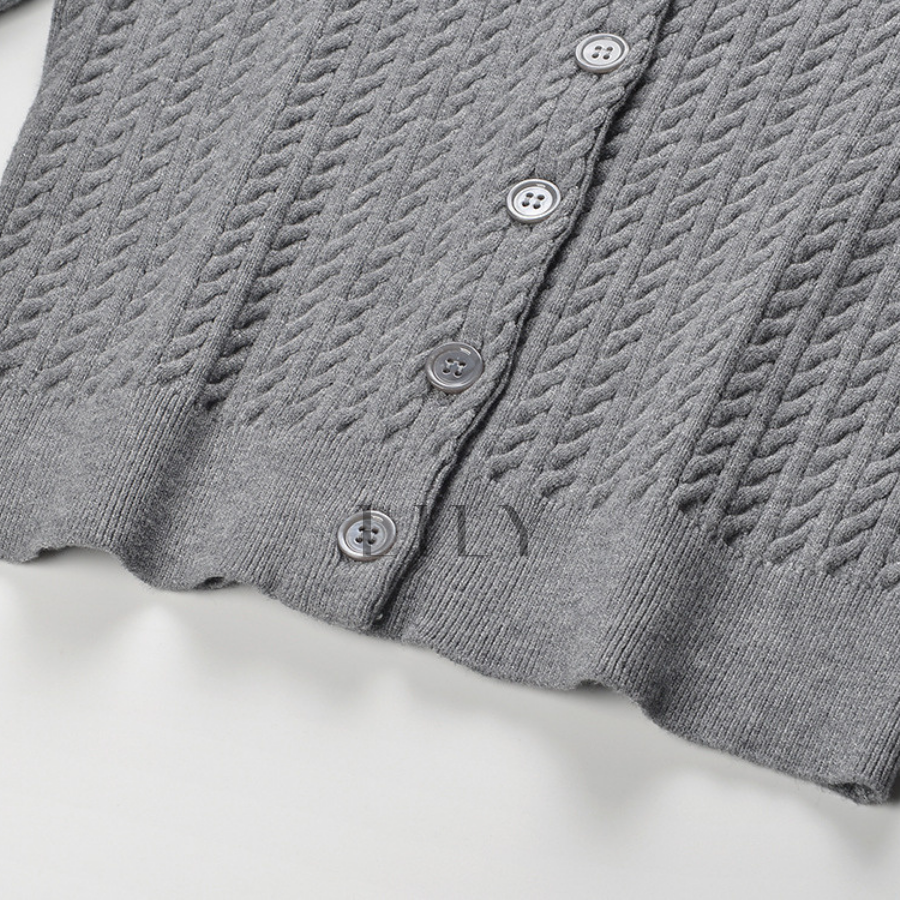 Maryln Rhinestone Lapel Ribbed Knit Cardigan Top