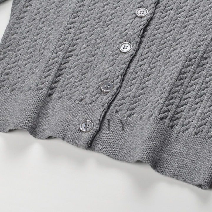 Maryln Rhinestone Lapel Ribbed Knit Cardigan Top