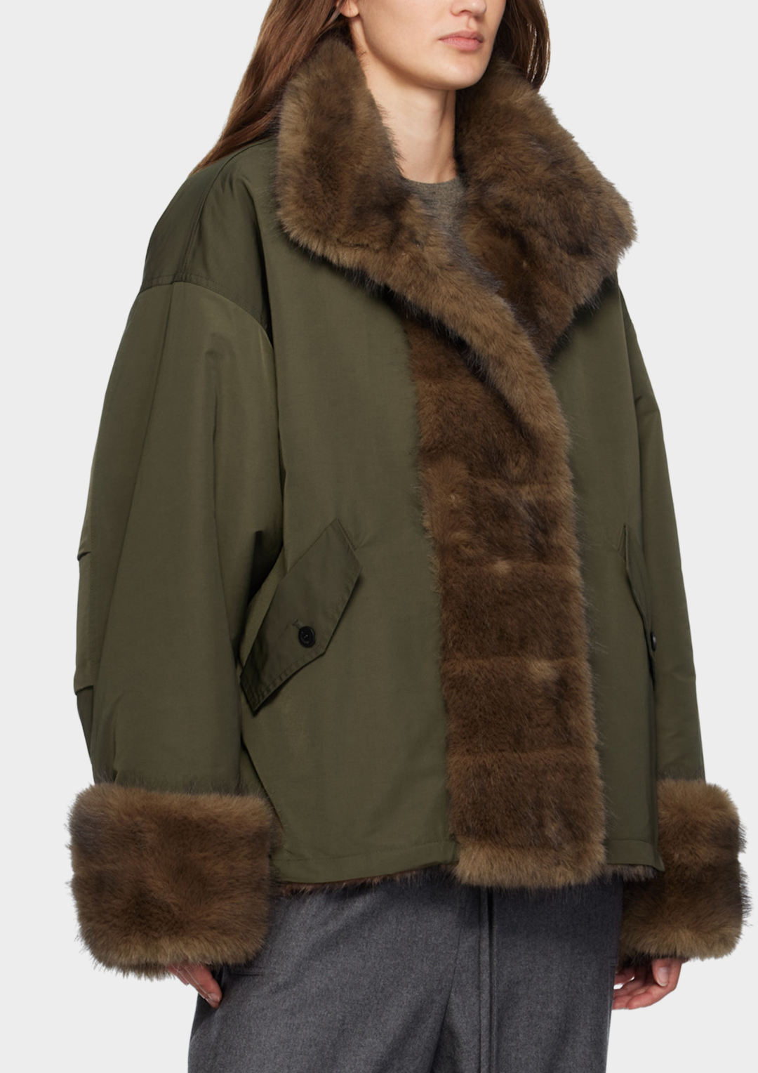 Reversible Faux Fur Collar Jacket