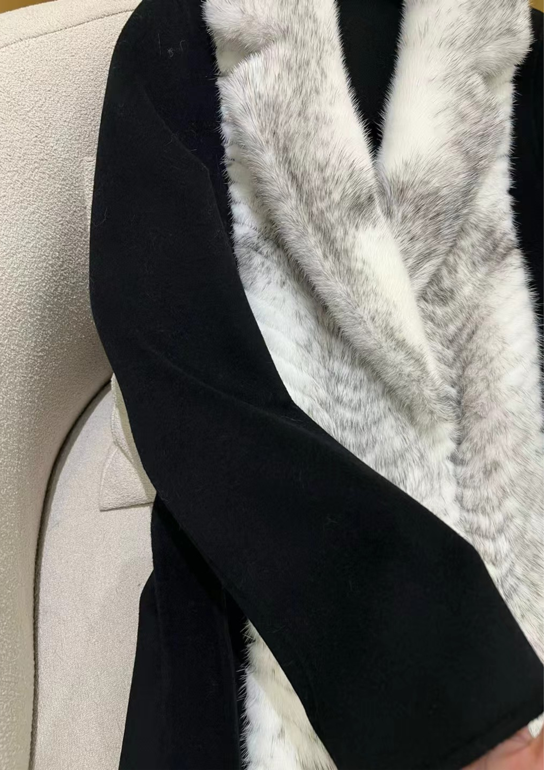 Alexandra Cashmere Fur Mink Belted Coat