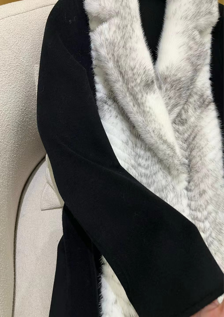 Alexandra Cashmere Fur Mink Belted Coat