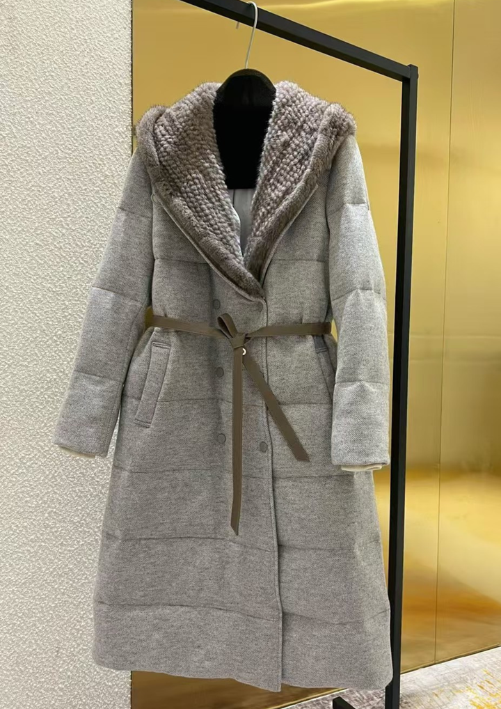 Bianca Mink Braided Hood Goose Down Coat