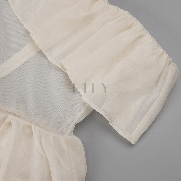 Strapless Chiffon Soft Ruffles Corset Maxi Dress