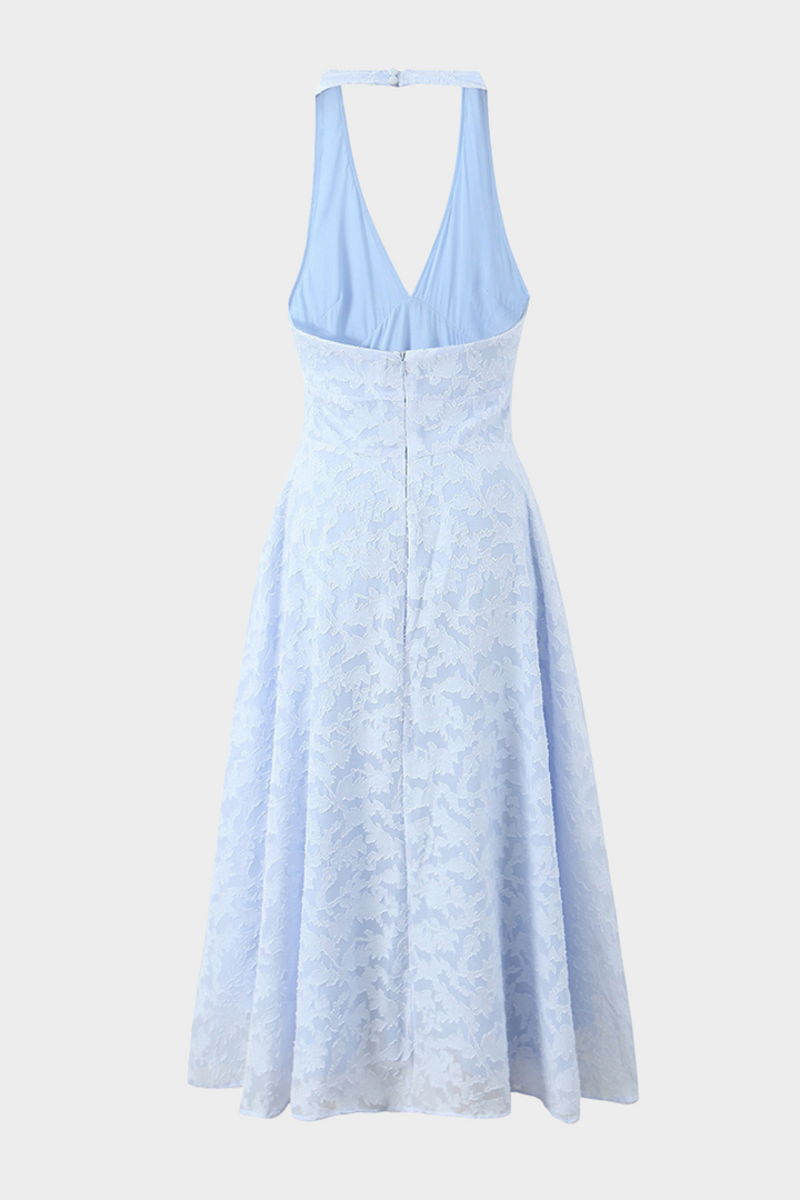 Lily - Elegance Halter Lace Backless Midi Dress