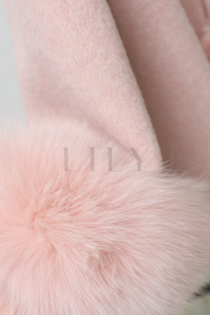 Fox Fur Trim Double Faced Wool Swing Coat