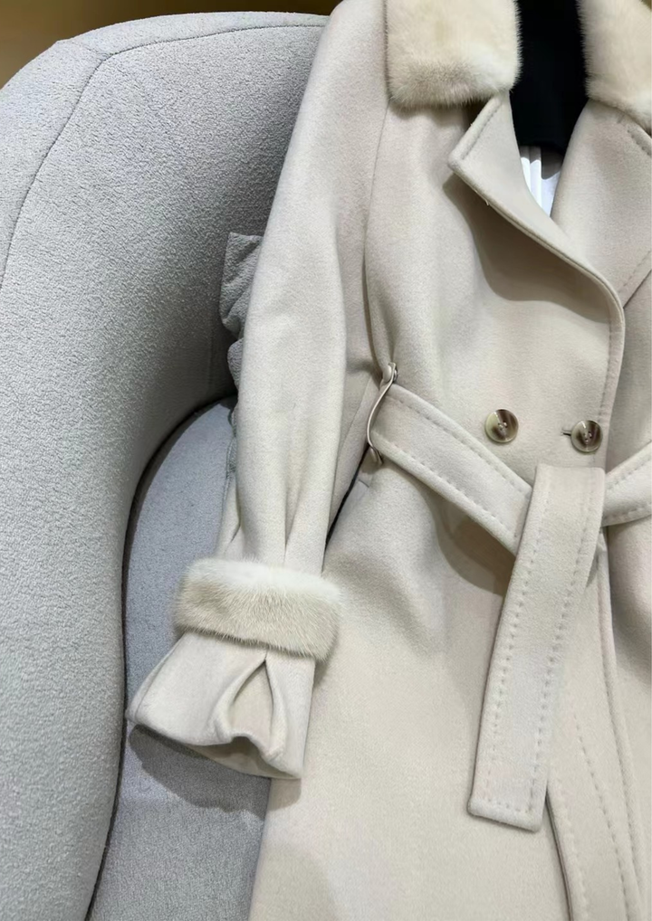 Juliette Cashmere Mink Tailored Belt Coat