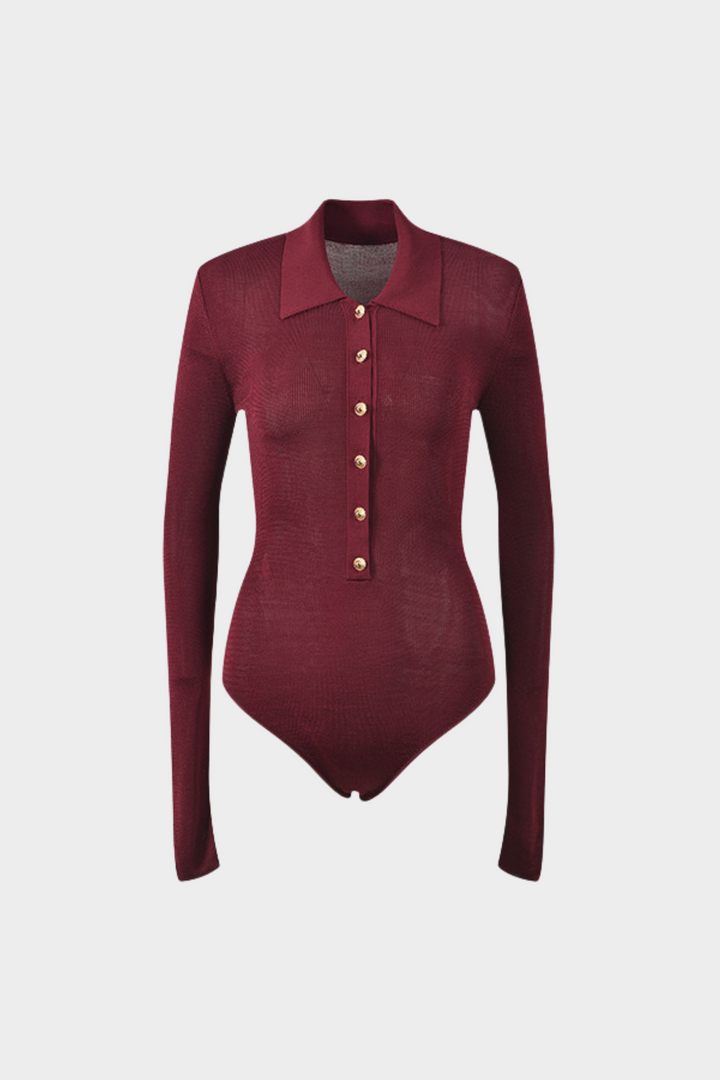 Soft Viscose Knit Long Sleeve Bodysuit Top