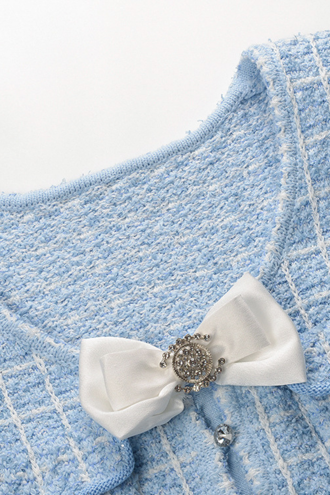 Flare Elegance Checkered Bow Mini Dress
