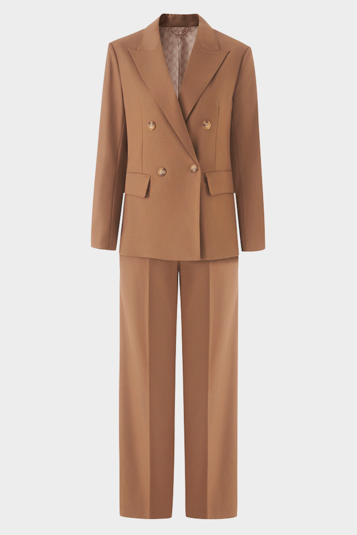 Signature Bordeaux Structured Suit with Wide Leg Trousers