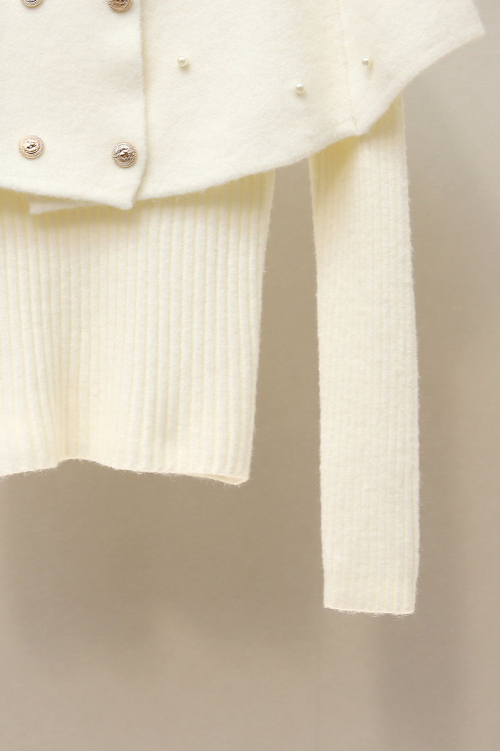 Maison Ivory Cape Beaded Cadigan Top