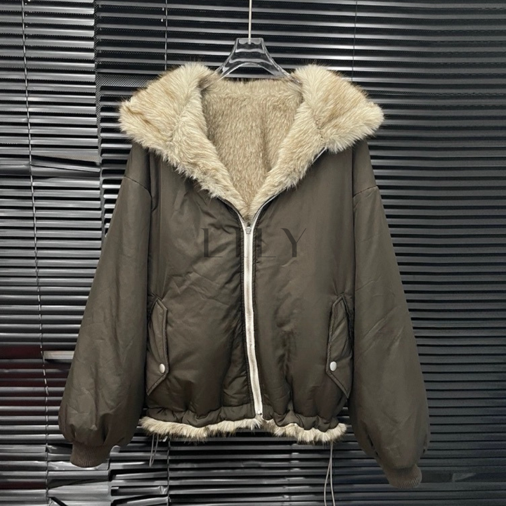 Luxe Reversible Faux-Fur Padded Jacket & Shorts Set