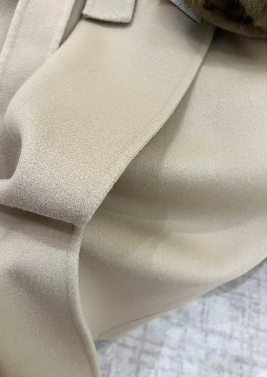 Amara Cashmere Rex Fur Cuff Drape Coat