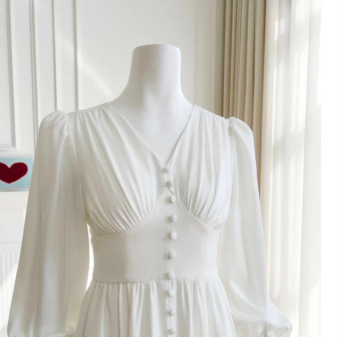 Ivory Buttoned Elegance