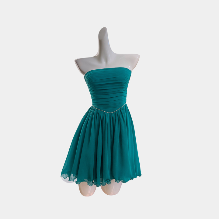 Deep Lagoon Chiffon Mini Dress