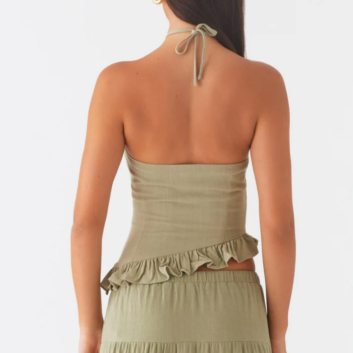 Island Sage Ruffle Halter Neck Set