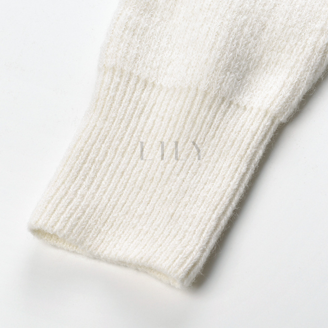 Crystal Bloom Collar Wool Cardigan Jacket Top