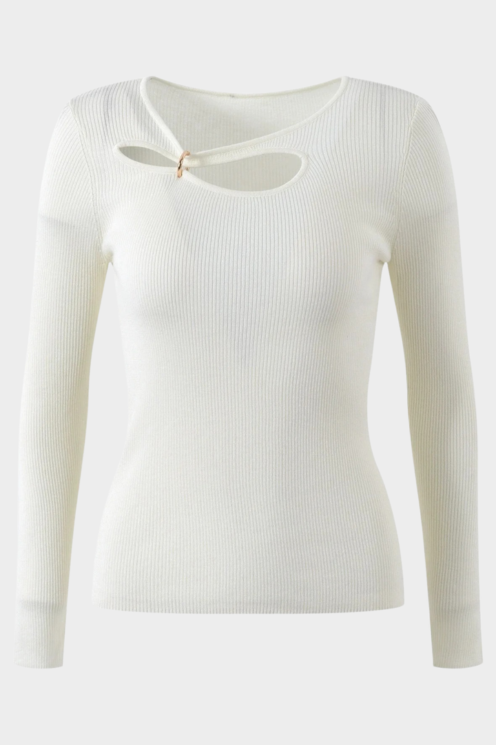 Basic Hollow Slim Wool Knit Top