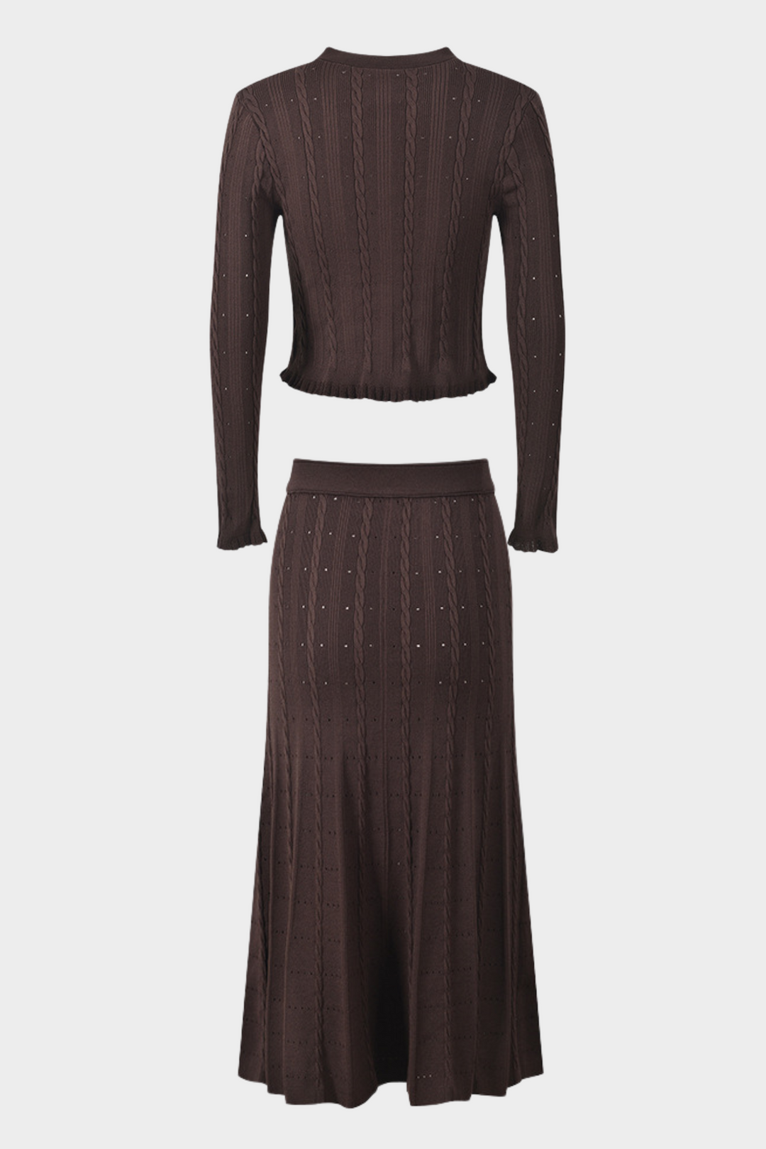 Lily – Knit Elegant Cardigan Top & High Waist Maxi Skirt Set