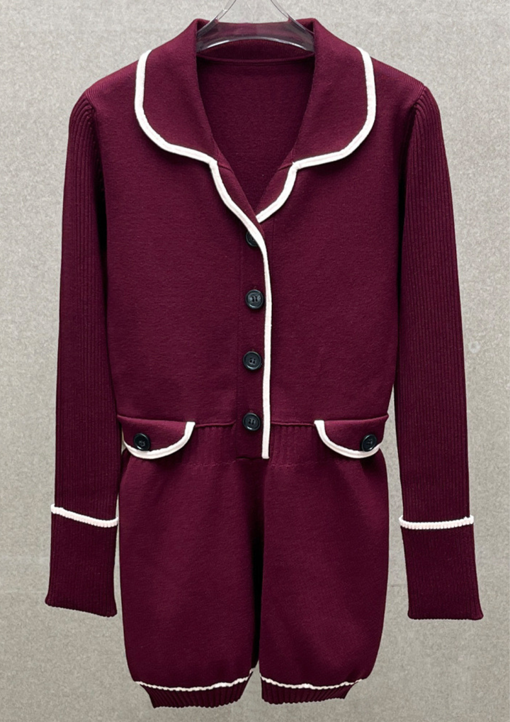 Mariana Burgundy Contrast Trim Viscose  Knit Bodysuit