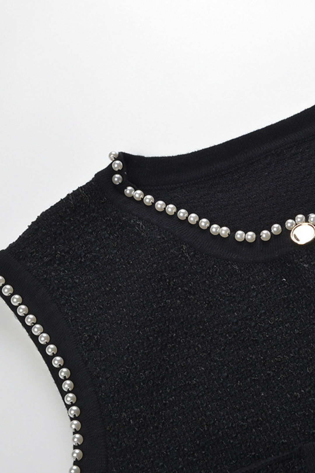 Luxury Pearl Trimmed Beaded Vest & Pleated Skirt Set