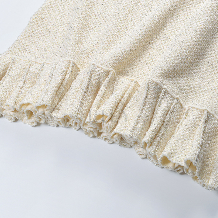 Marina Luxe Wool Knit Sequin Ruffle Mini Dress