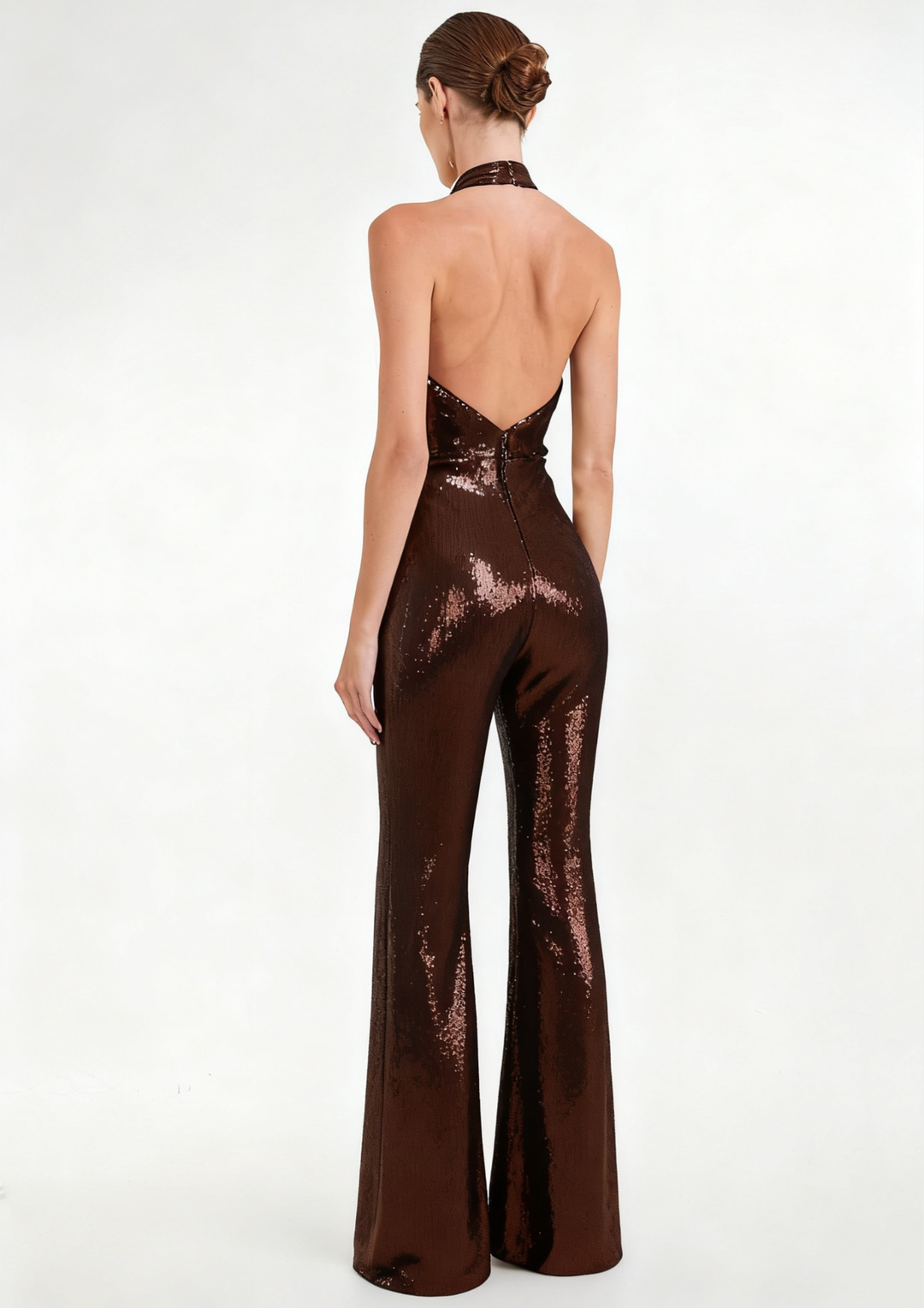 Midnight Twist Sequin Halter Jumpsuit