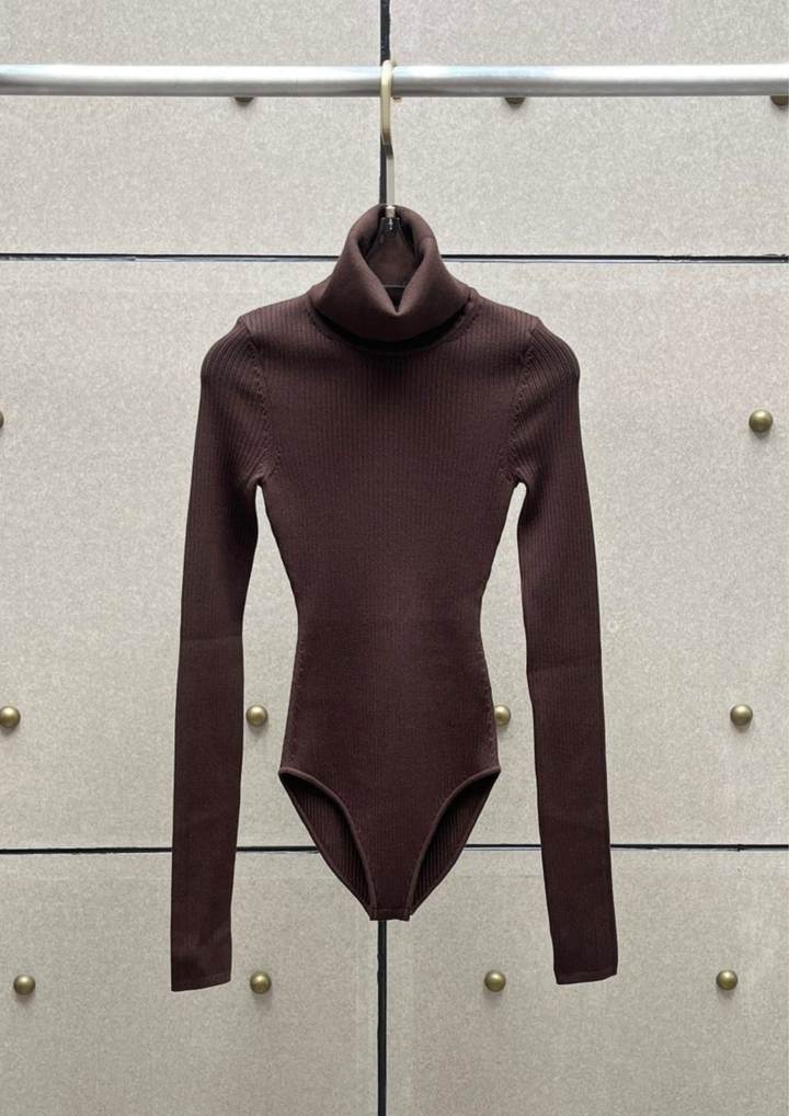 Soft Wool Knit Turtleneck Bodysuit