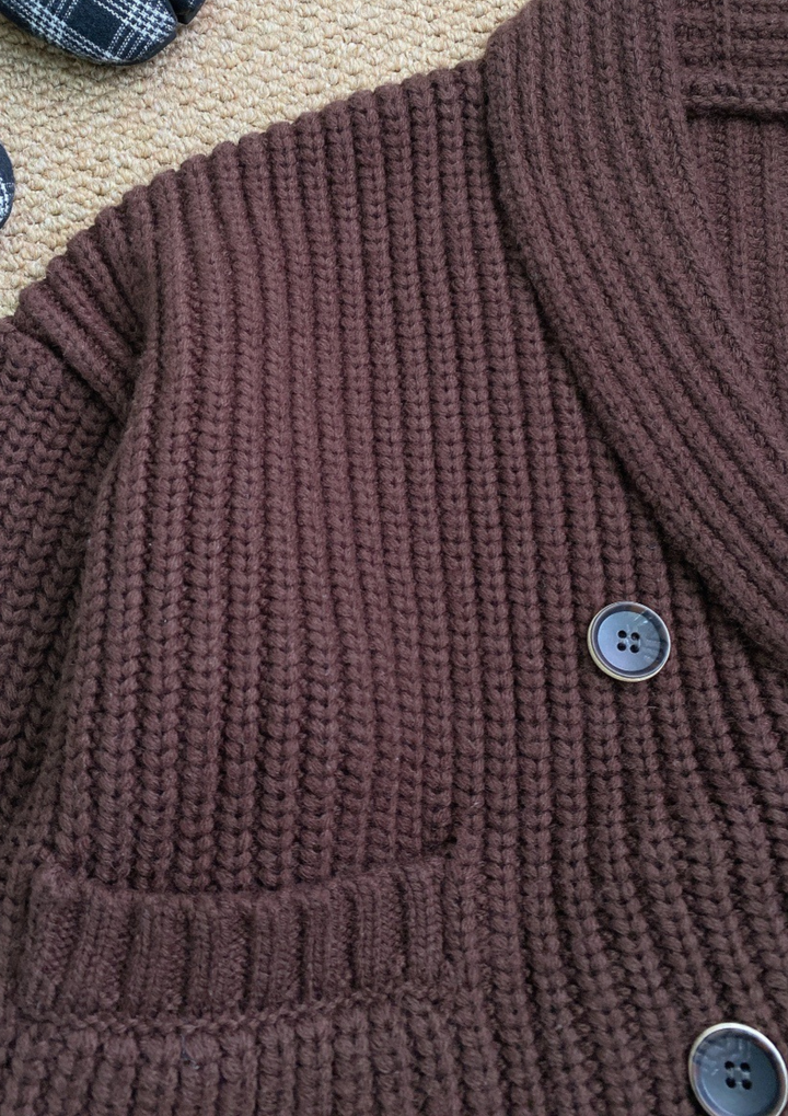 Wool Knit Buttoned Cardigan Top