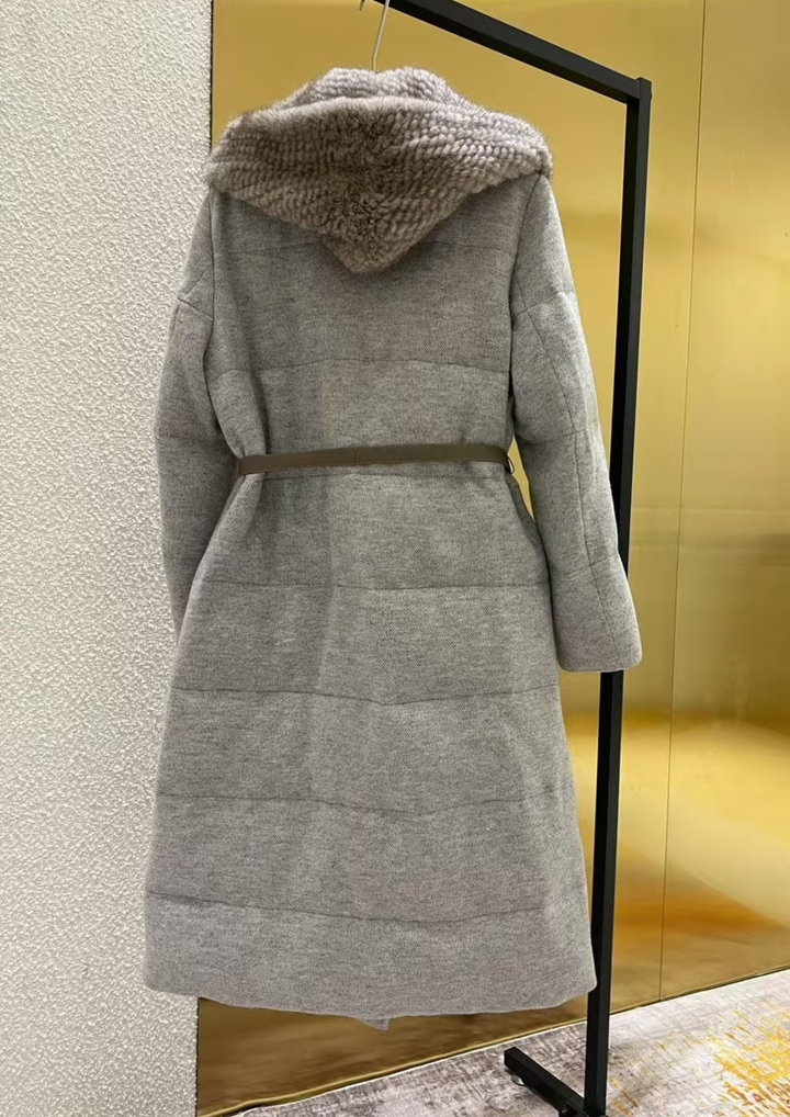 Bianca Mink Braided Hood Goose Down Coat