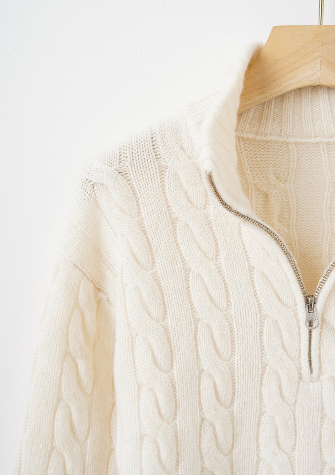 Half Zip Cable Knit Sweater