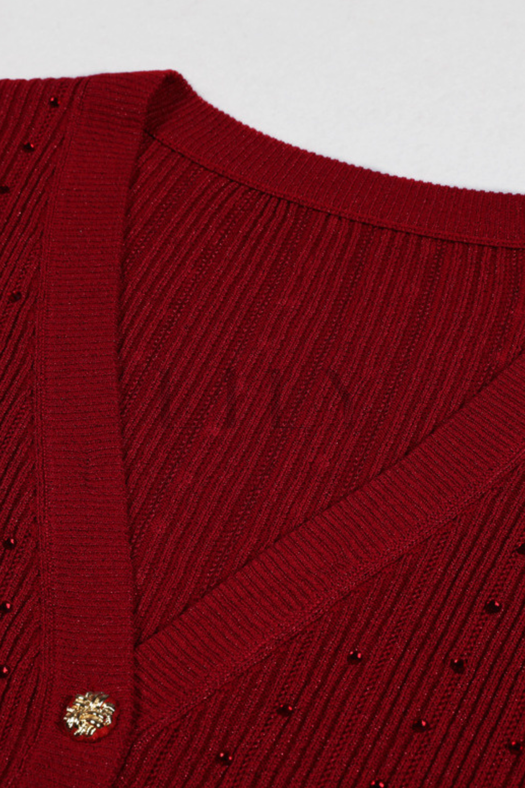 Maribel Contrast Collar Diamond  Knit 3 Piece Set