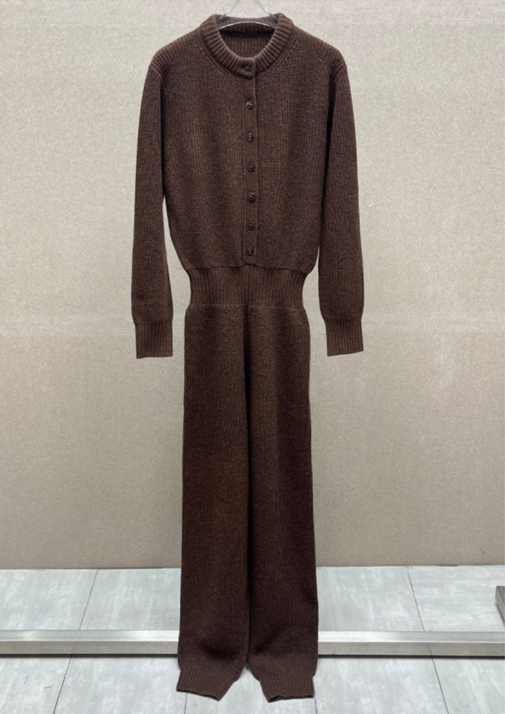 Natasha Pure Wool Ribbed Knit Jumpsuit