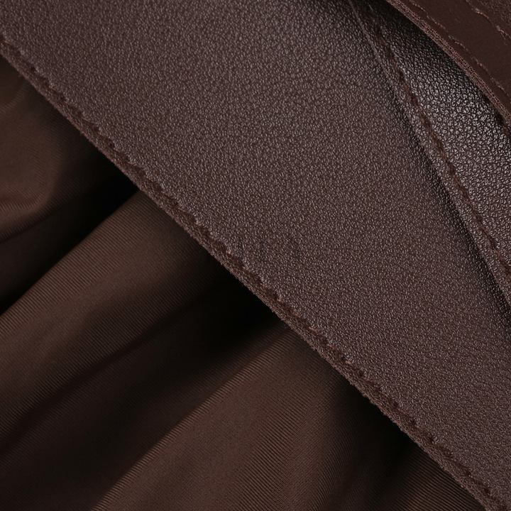 Deep V Neck Cinched Leather Waist Maxi Dress