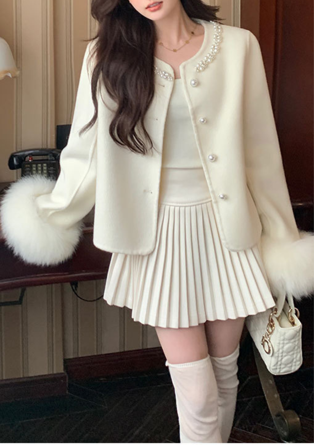 Iiza Pearl Fur Wool Jacket