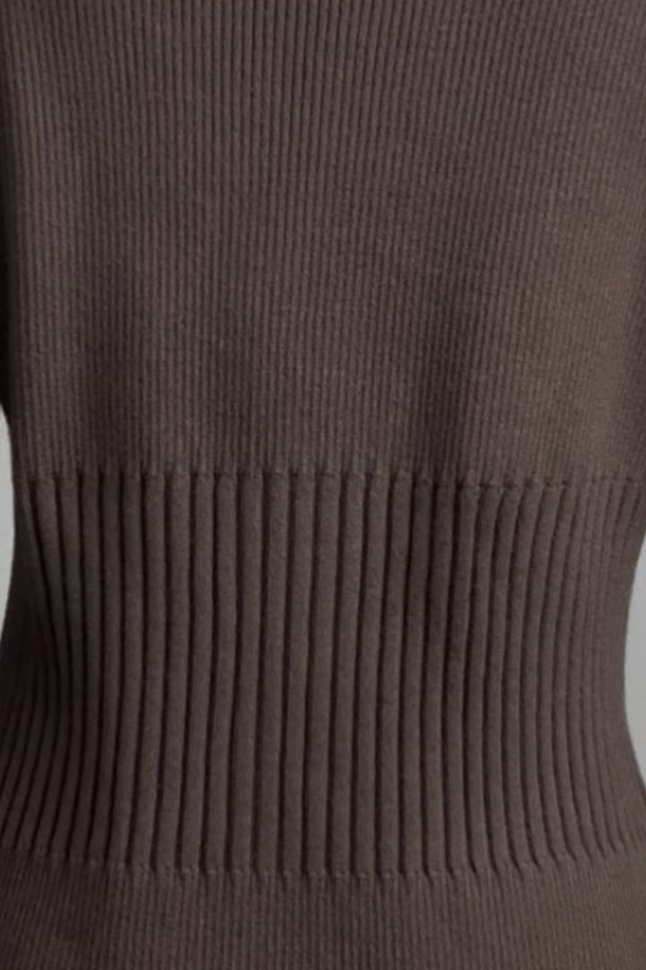 Espresso Cinch Rib V Neck Cardigan Top