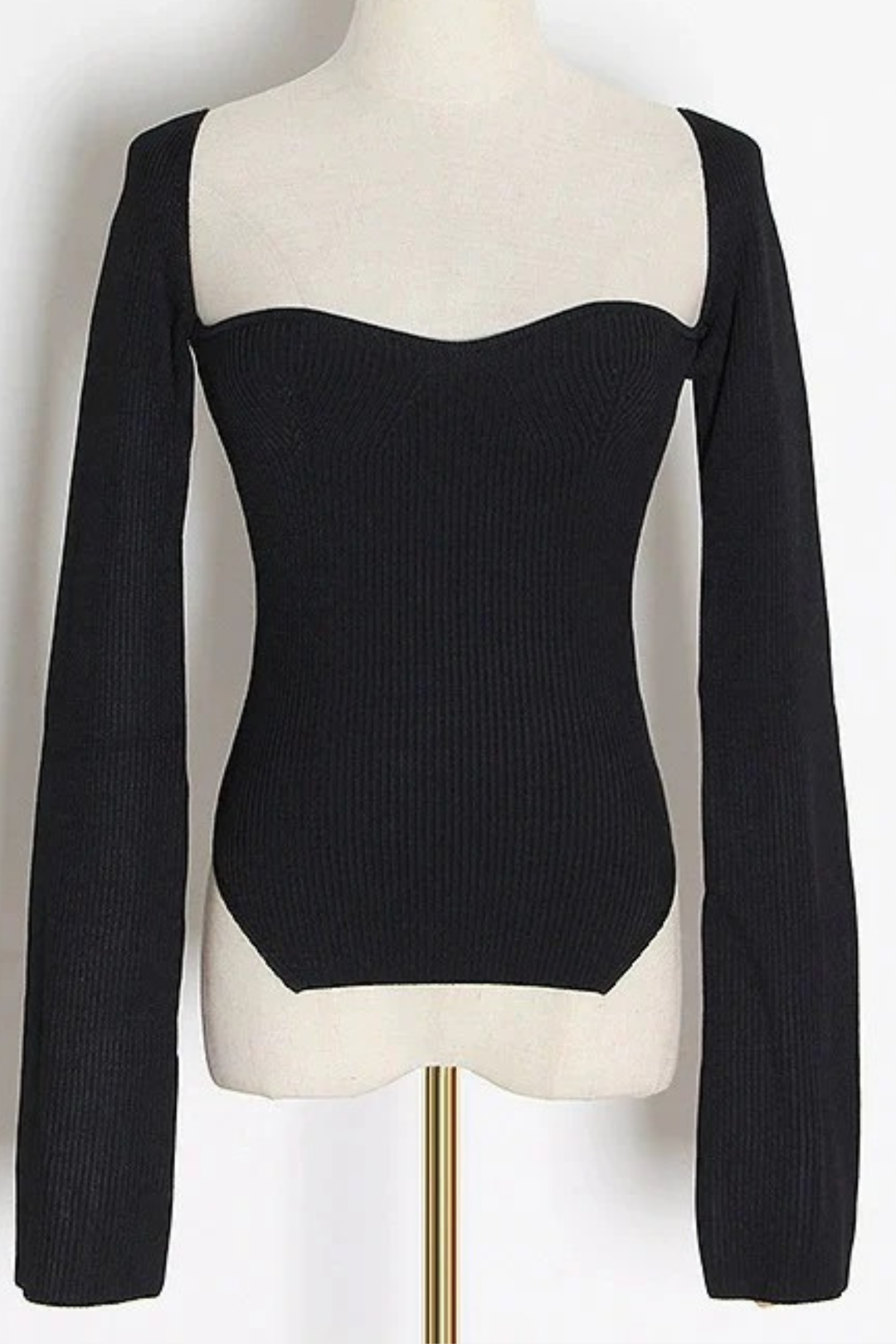 Curved Hem Slim Fit Essential Sweater Top